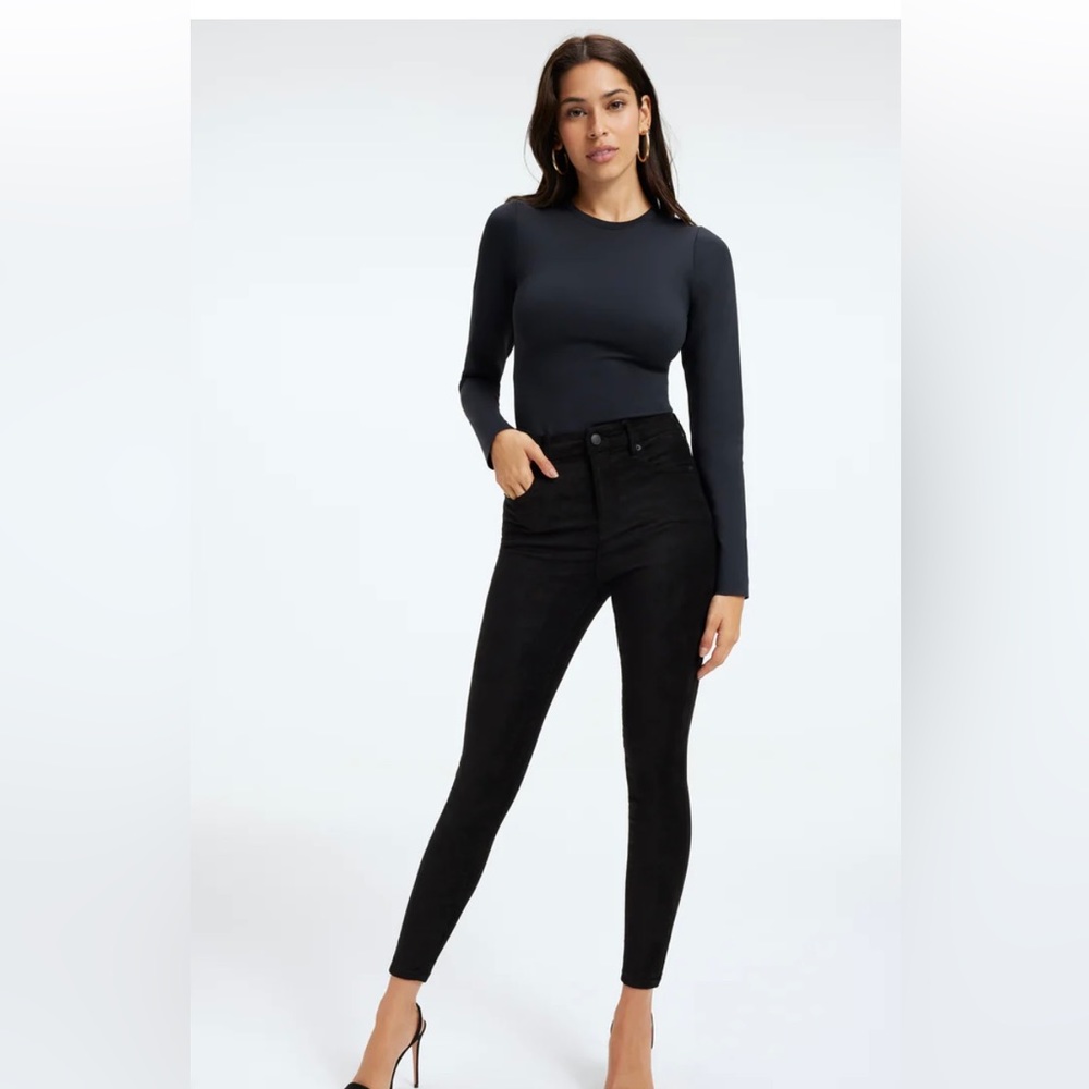 Good American “Good Legs” suede black skinny pants